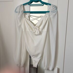Lulus White Lace-Up Bodysuit